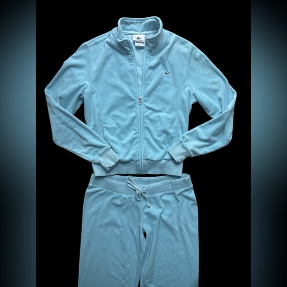 Y2K Vintage Lacoste light aqua blue Terry tracksuit jacket 40 pants 40 size 8